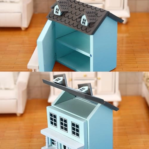Miniature Wooden House - Blue 7 x 6.5 x 6.1 cm