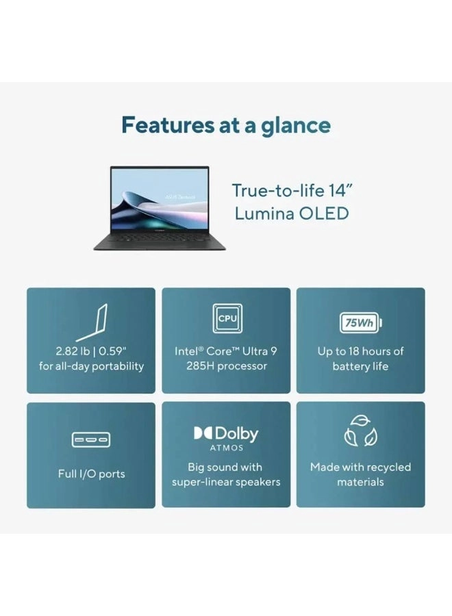 Zenbook 14 UX3405CA-PZ060W - 14'' Core Ultra 9-285H 32GB DDR4 1TB SSD