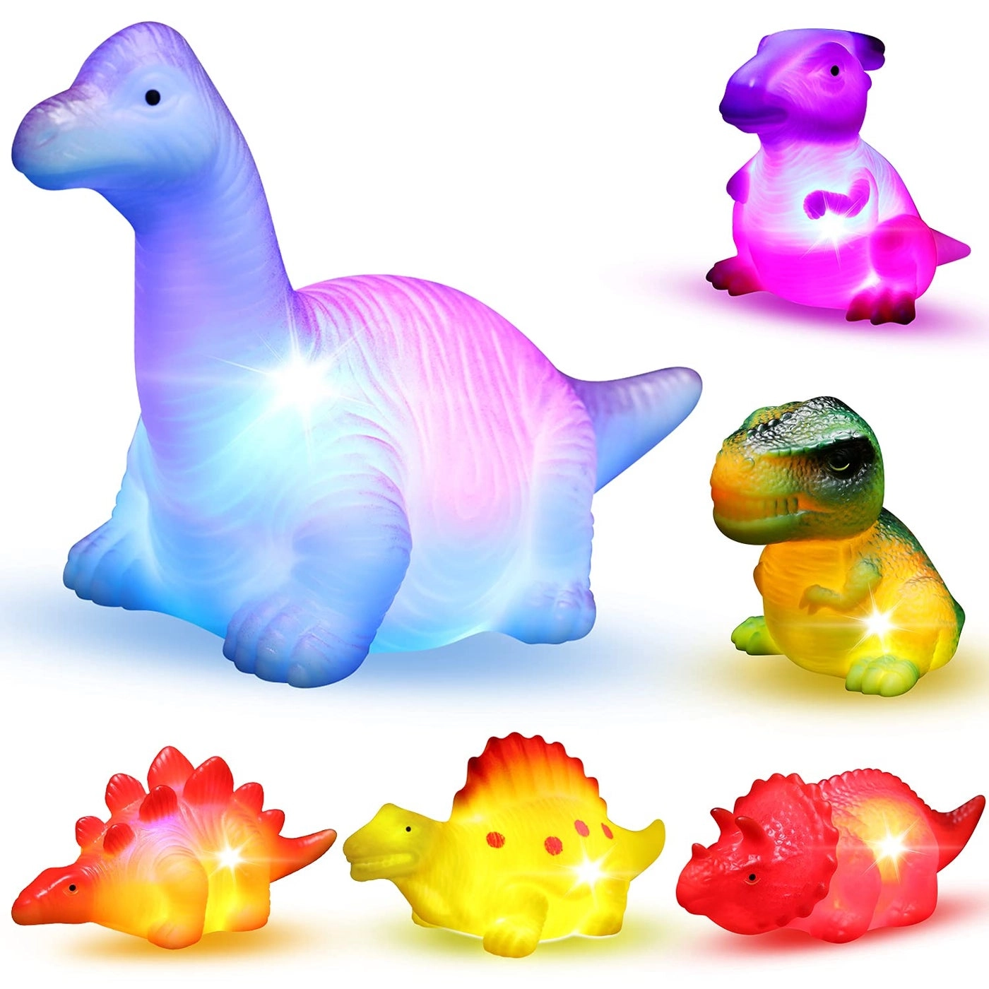 Light-Up Floating Dinosaur - 6 Packs Multi 2.4 inches