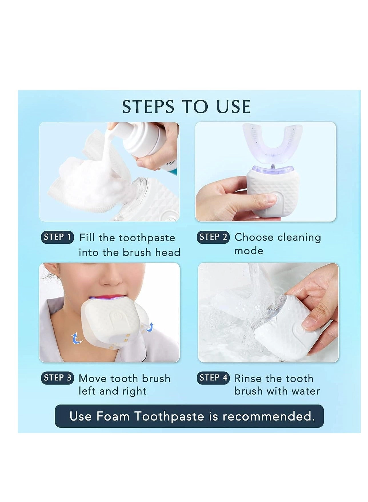 Ultrasonic Teeth Cleaner - U-Shaped 30,000 VPM USB Rechargeable