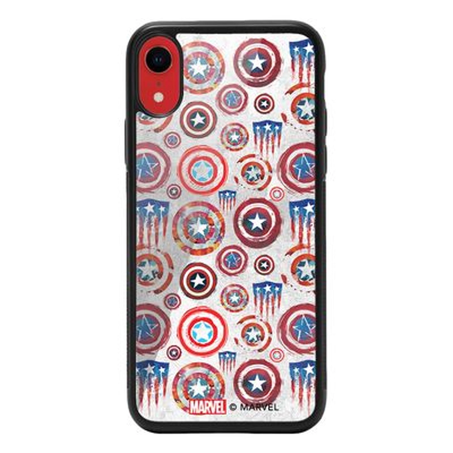 Wackylicious Captain's Shield Back Case for iPhone XR - TPU Bumper Case + Tempered Glass Back
