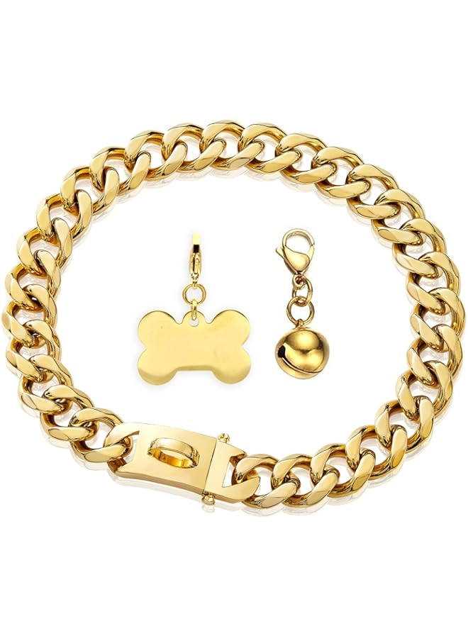 PRADOG Gold Chain Dog Collar - 15mm 10" Dog
