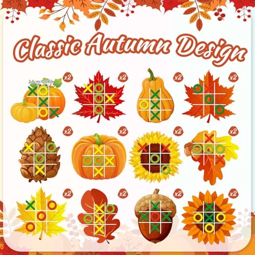Pumpkin Maple Tic Tac Toe - 24 Fall Party Favors Pack
