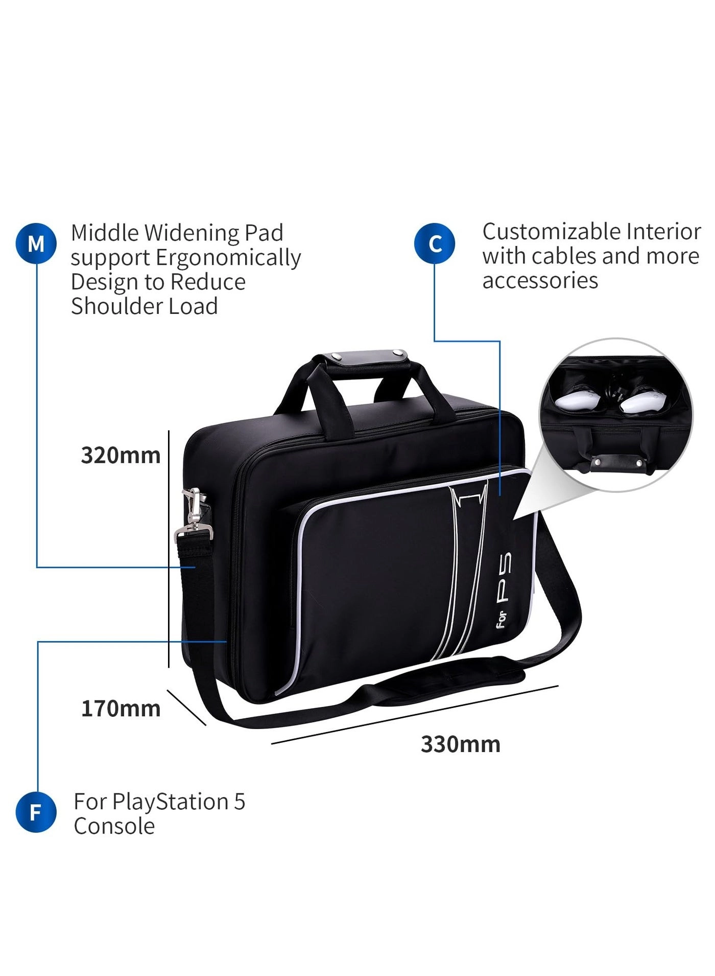 Case Storage Bag - Compatible with PS5 Controller Silicone Cover White