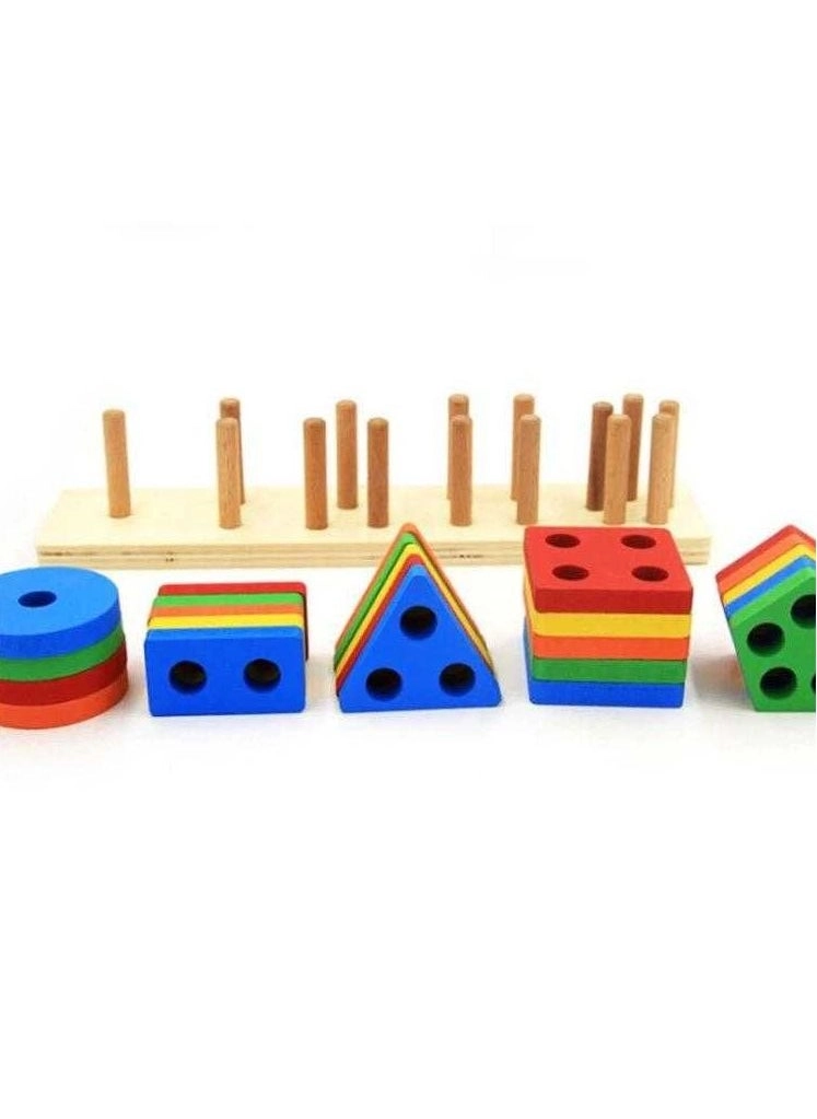 Wooden Stacking Shapes Puzzle - 3+ Years 21 piece(s)