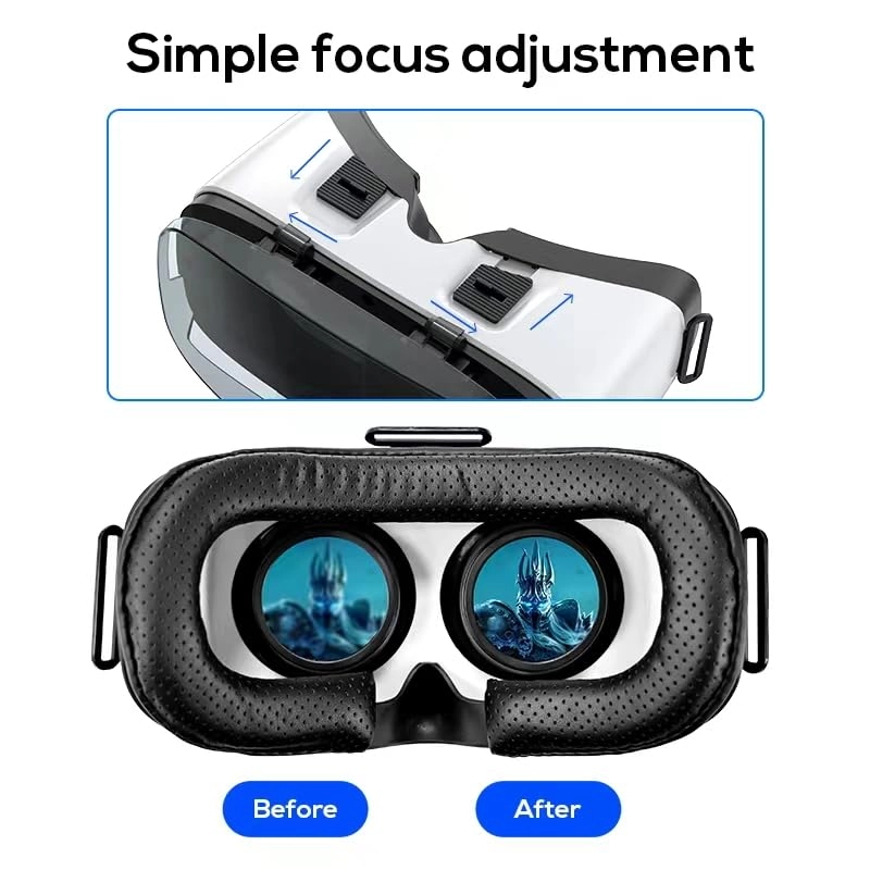 VR Headset - 4.5-6.3in Anti-Blue HD Lenses + Controller