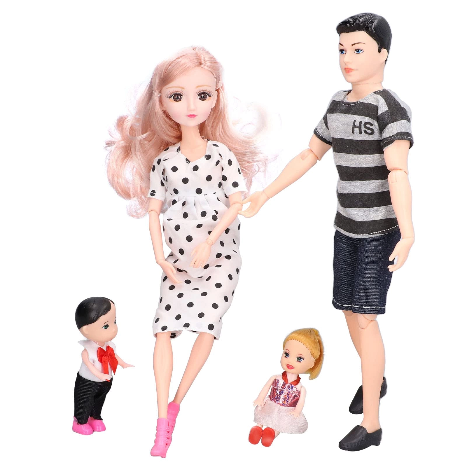 Haofy Family Puppet Set - Dad Pregnant Mother Son Daughter Plastic