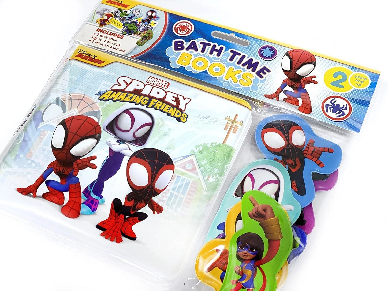 Marvel Spidey Bath Time Books - Waterproof 6 suction cup figures