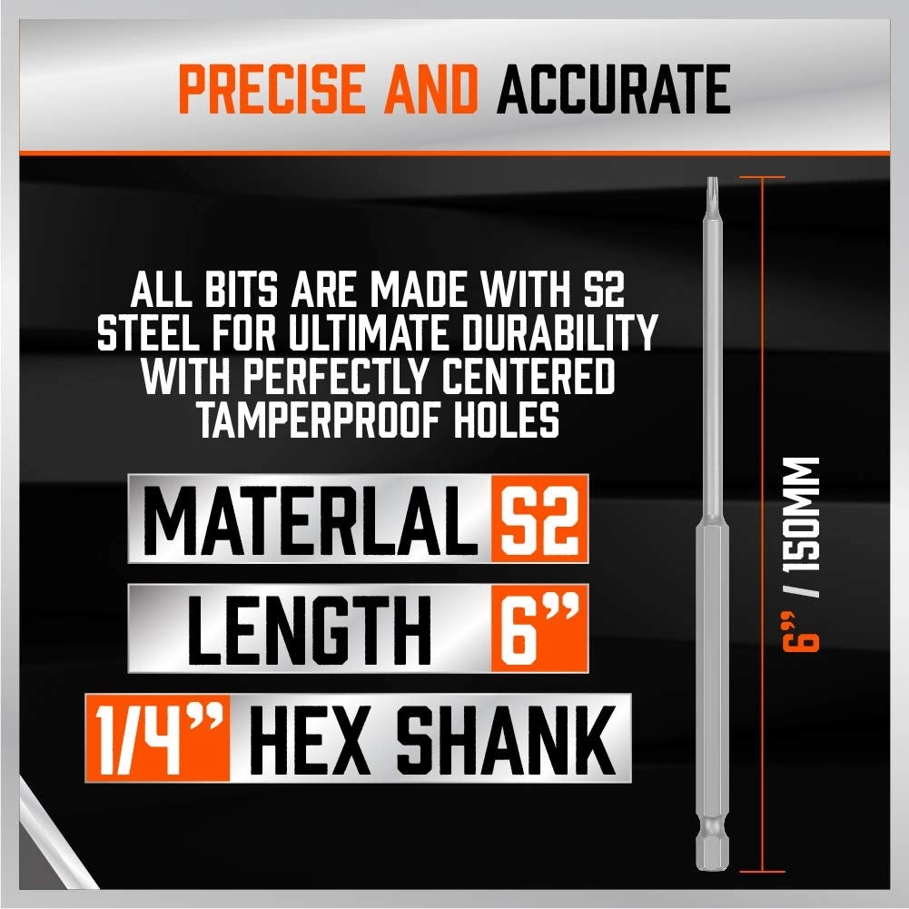 Security Power Bit Set - 32-piece 6" Long