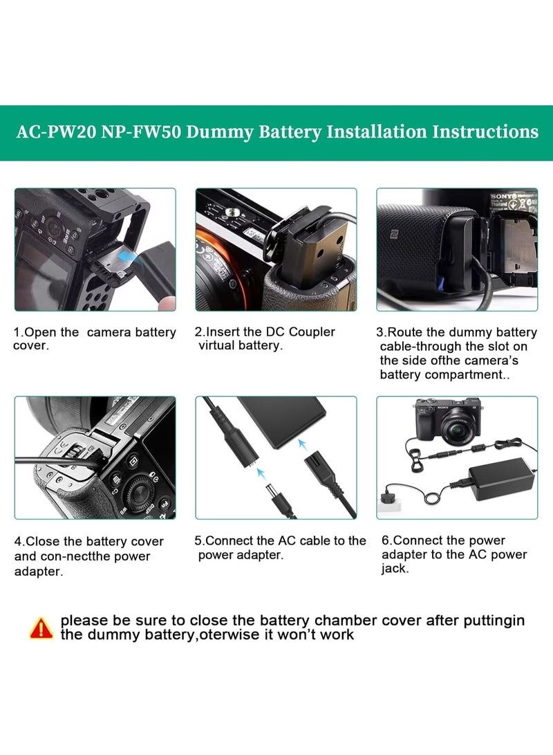 AC-PW20 - AC Power Adapter + NP-FW50 - Dummy Battery Kit