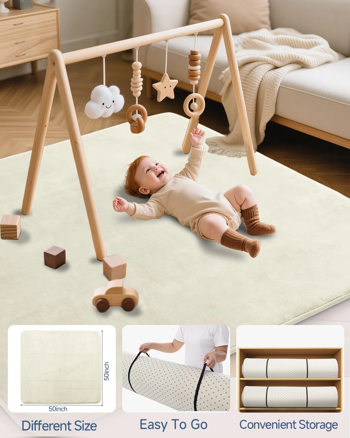 Baby Play Mat - 50x50 Green