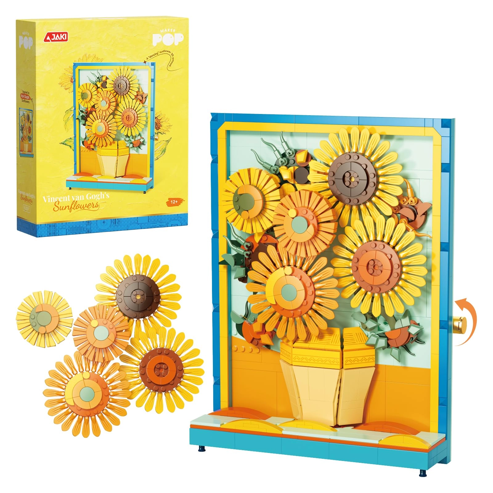 SHAREHB Rotatable Sunflower Building Set - semi-3D Table Centerpiece