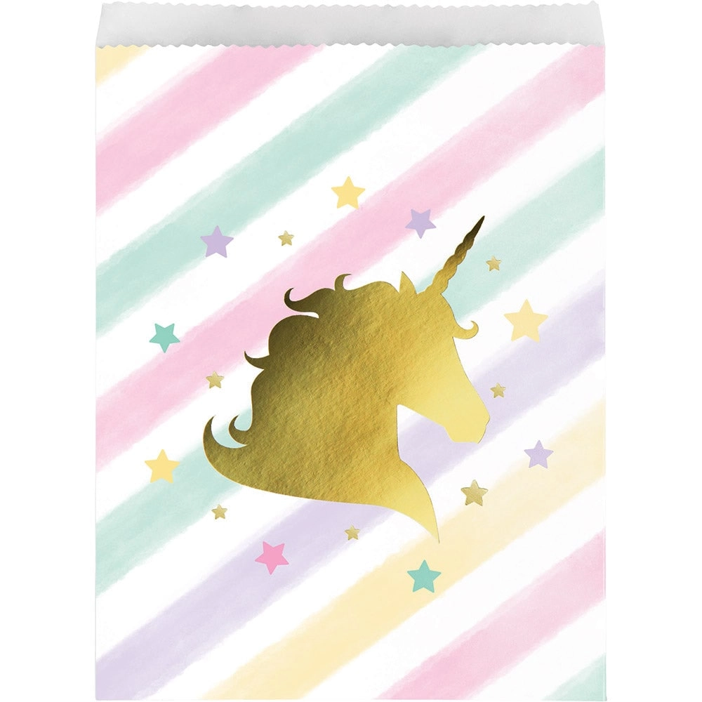 CREATIVE CONVERTING Unicorn Sparkle Paper Treat Bag - 10-Pieces