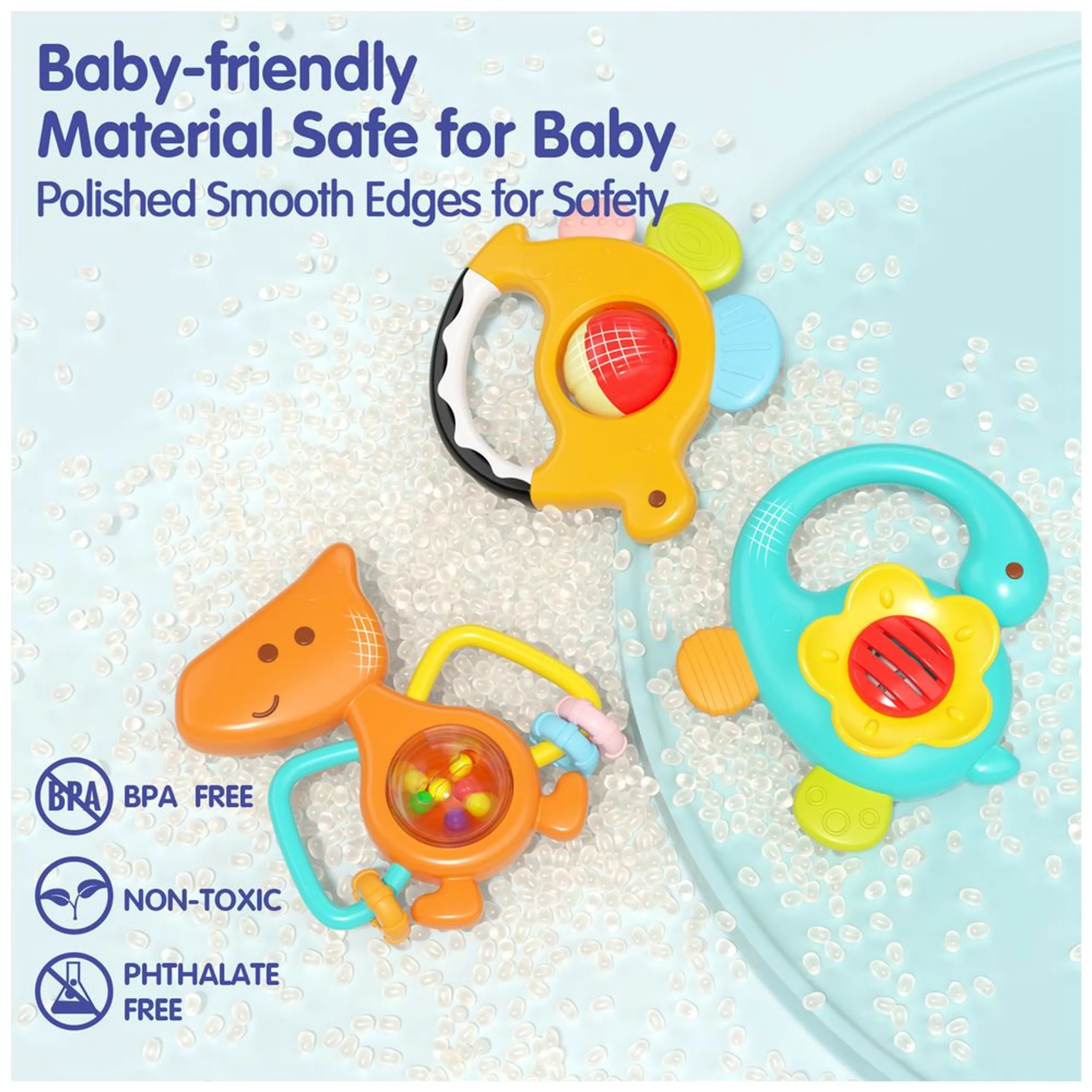 Dinosaur Rattles and Teethers - 5 Pcs 5 Stages