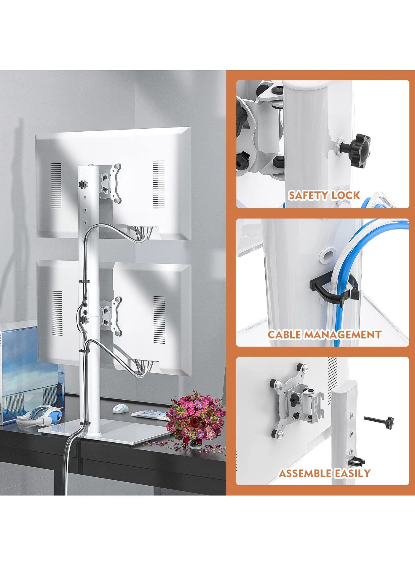 Dual Monitor Stand - 32 inch 75mm x 75mm 100mm x 100mm