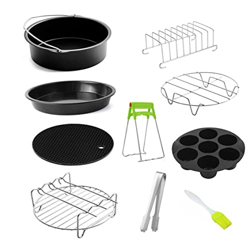 Cake basket + Pizza plate + BBQ grill + Cake mold + Toaster rack + Steam rack + Food clamp + Kitchen board clamp + Oil brush + Silicone pad - Carbon steel,stainless steel 10pcs