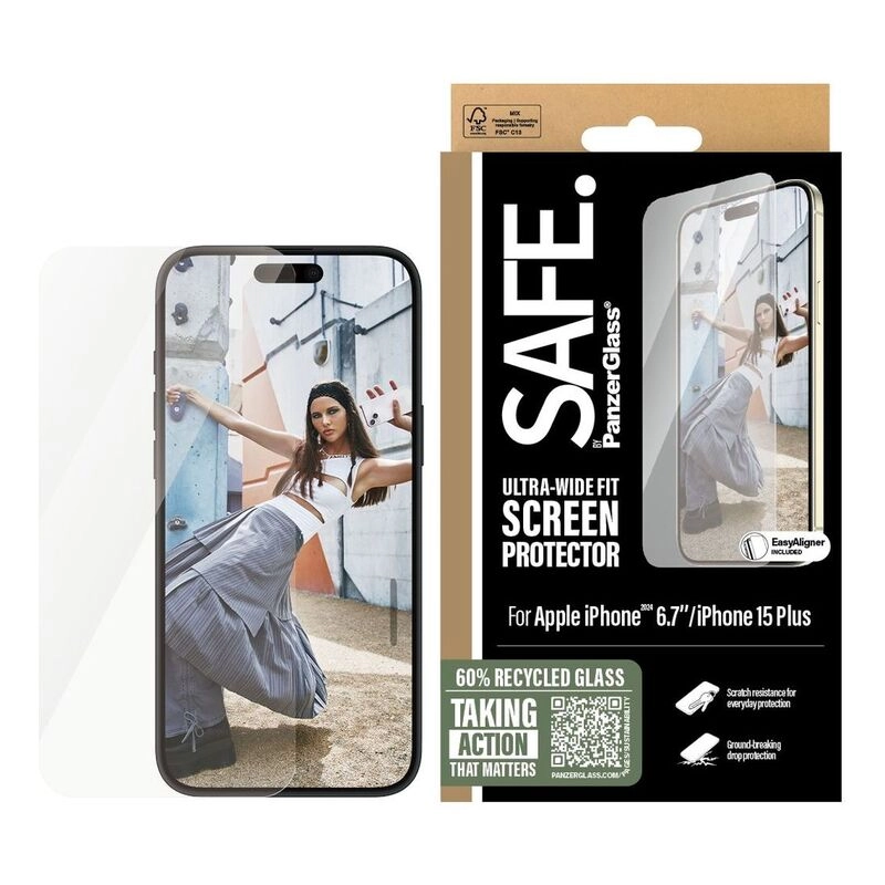 Ultra Wide Fit Clear Tempered Glass Screen Protector for iPhone 16 Plus