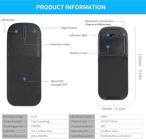 Foldable Wireless Touch Mouse - Bluetooth