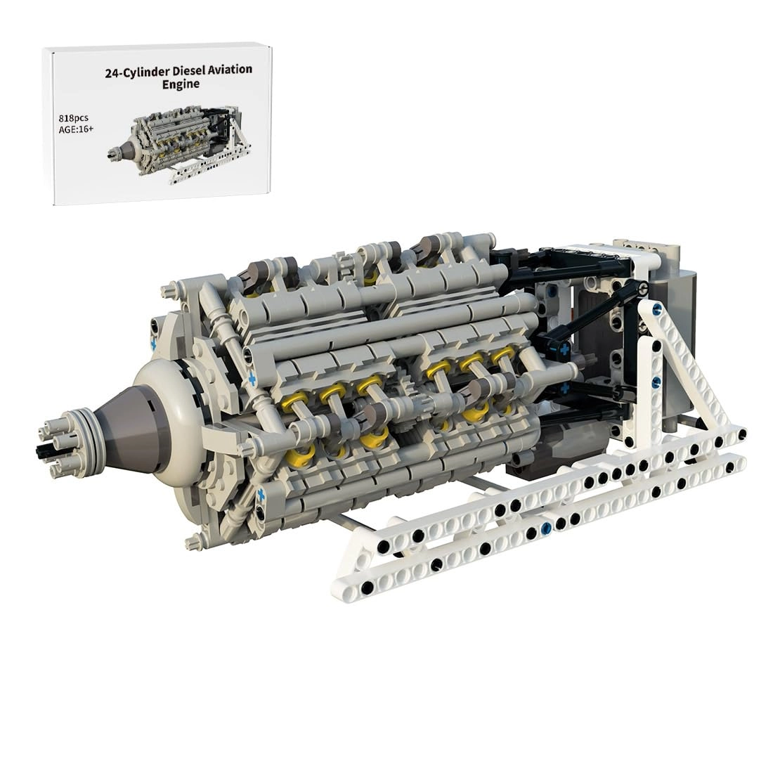 GoAssemb MOC-196927 24-Cylinder Two-Stroke Diesel Aviation Engine - 818PCS