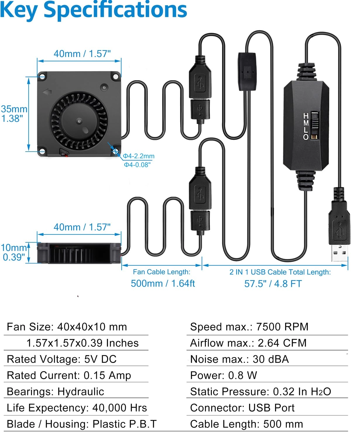 USB Blower Fan - 2Pcs 40mm