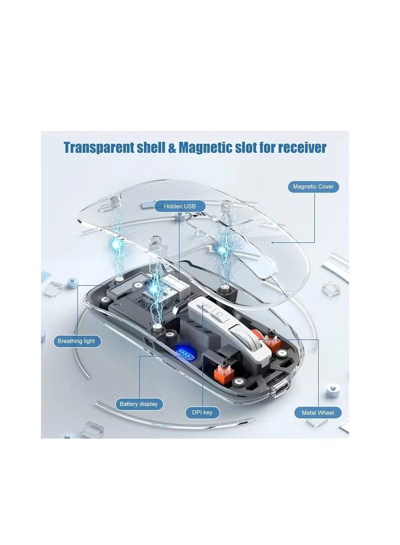 Crystal Transparent Magnetic Mouse - Wireless