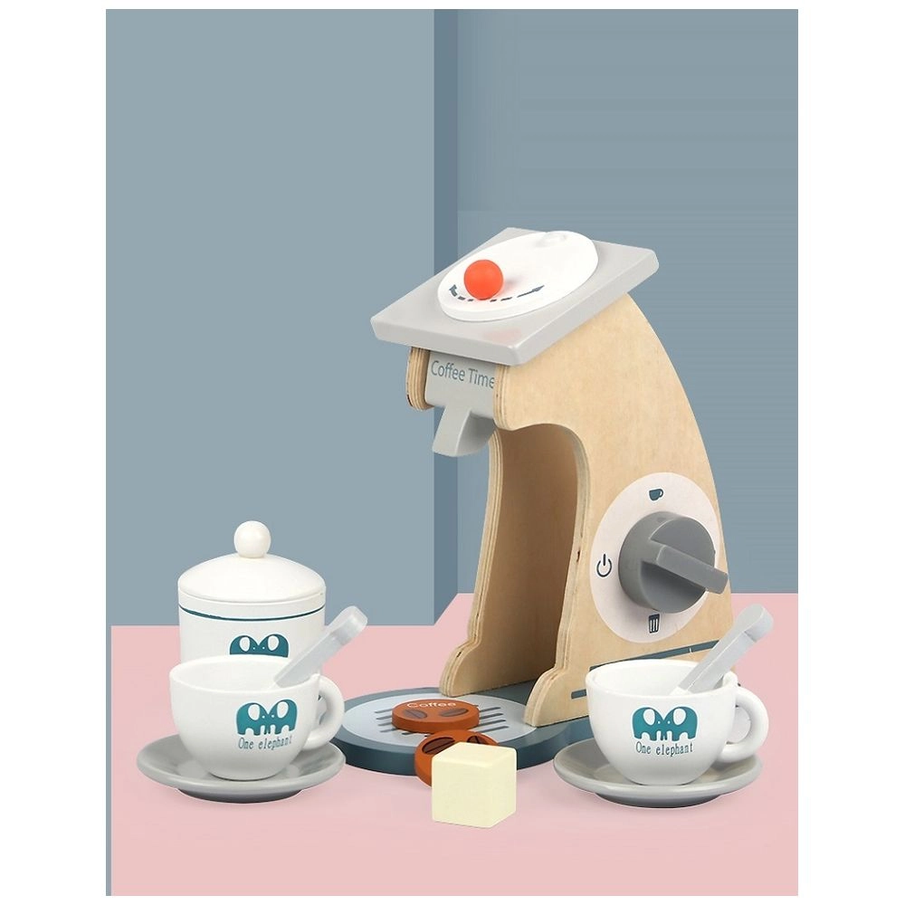 Kids Wooden Coffee Maker Toy Pretend Play Set (5551007-MSN20019)