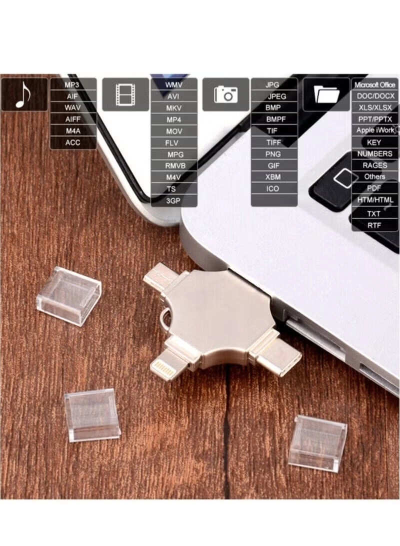 4-in-1 USB Flash Drive - USB3.0 Lightning Type-C Micro USB 32GB