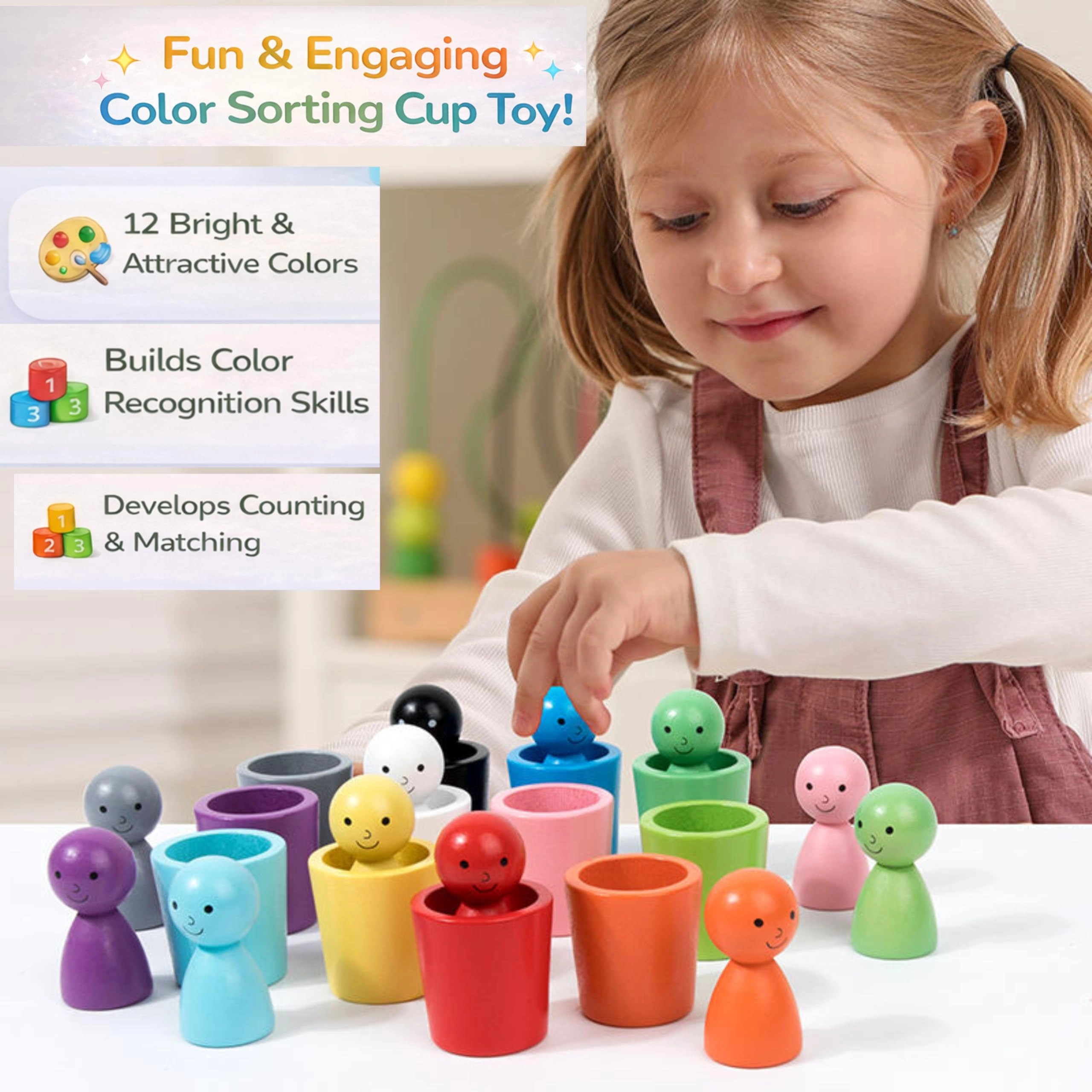 Colour sorting cup - 3 years and up