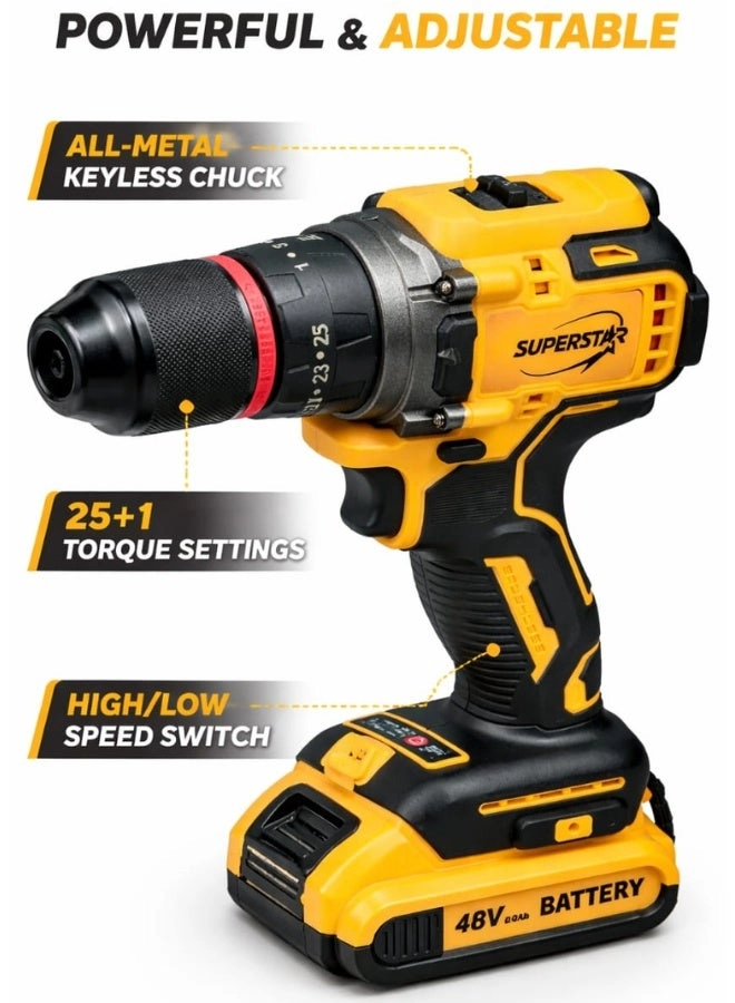 Cordless Drill Driver - 48V 2x21V 7500mAh Kit