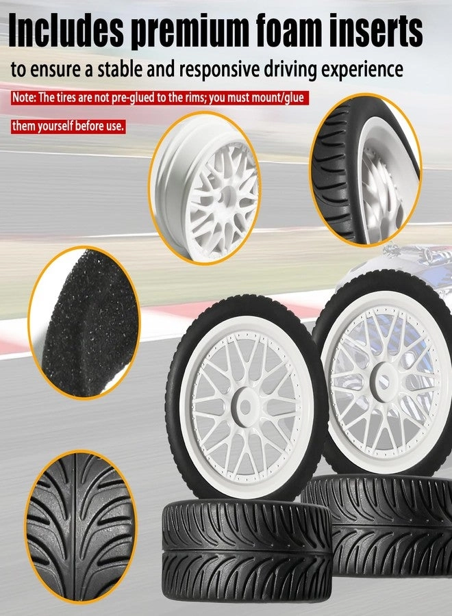 OD 2.55" On Road Rubber Tires Plastic Wheel Rims - 1/10