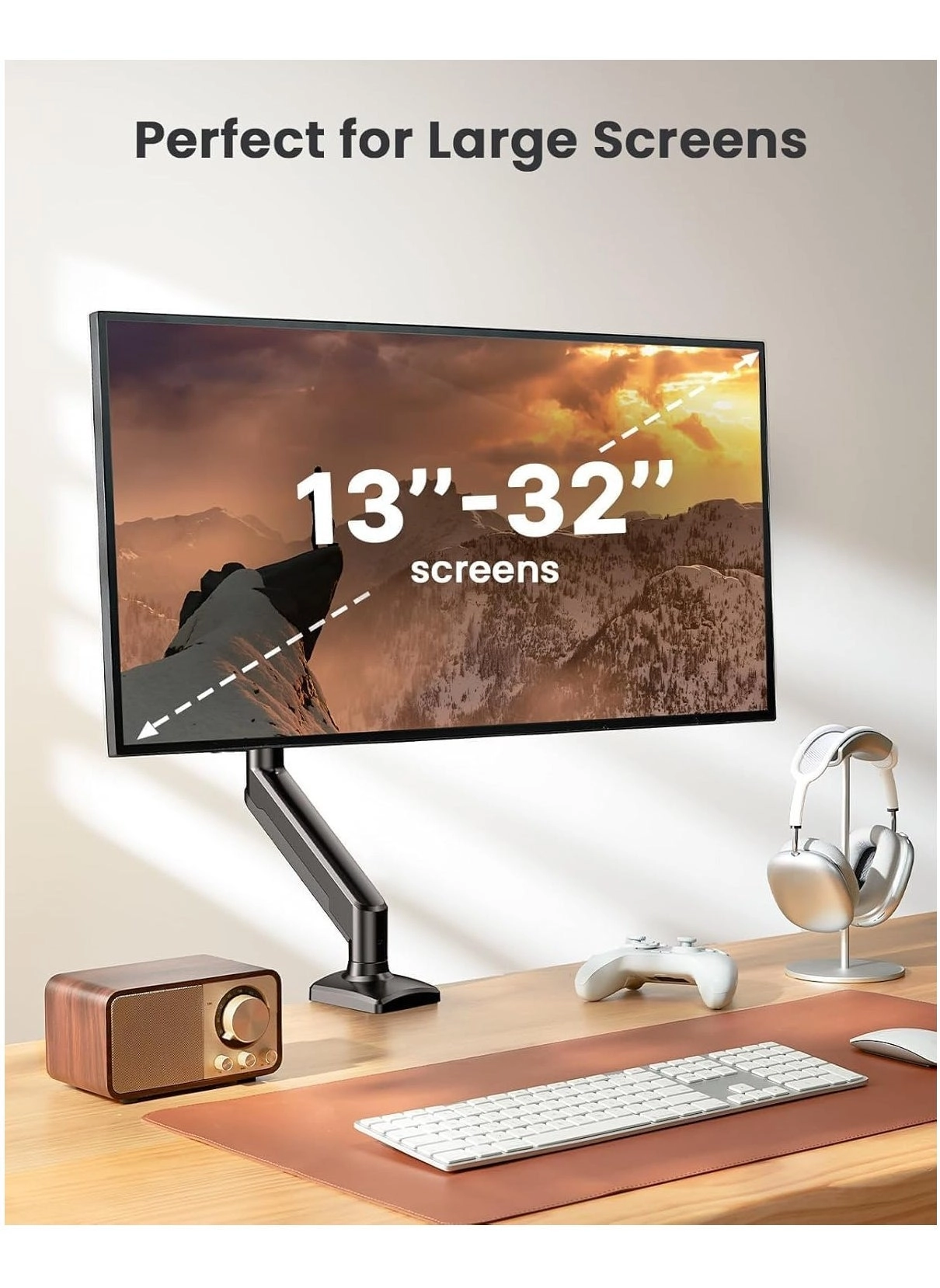 Single Monitor Arm - Single 13-32 Inch VESA 75x75/100x100mm