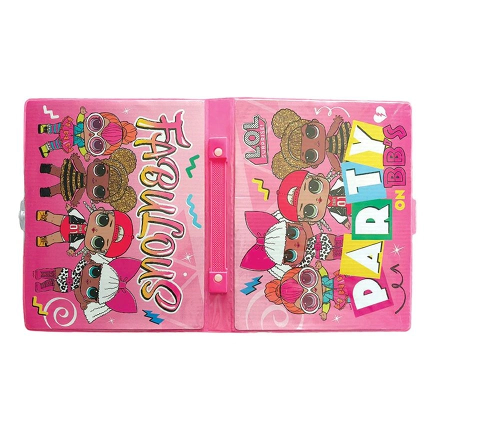 Art Set - 8 colored pencils 1 pencil 8 markers 1 eraser 8 mini markers 10 watercolors 1 ruler 1 sharpener 2 stickers 1 watercolor brush