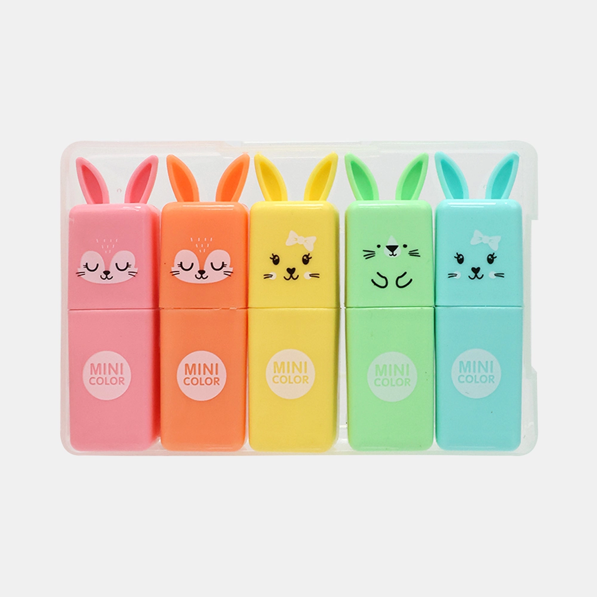 Vibe Pastel Cat Highlighter Pens - 5 Soft Pastel Colors