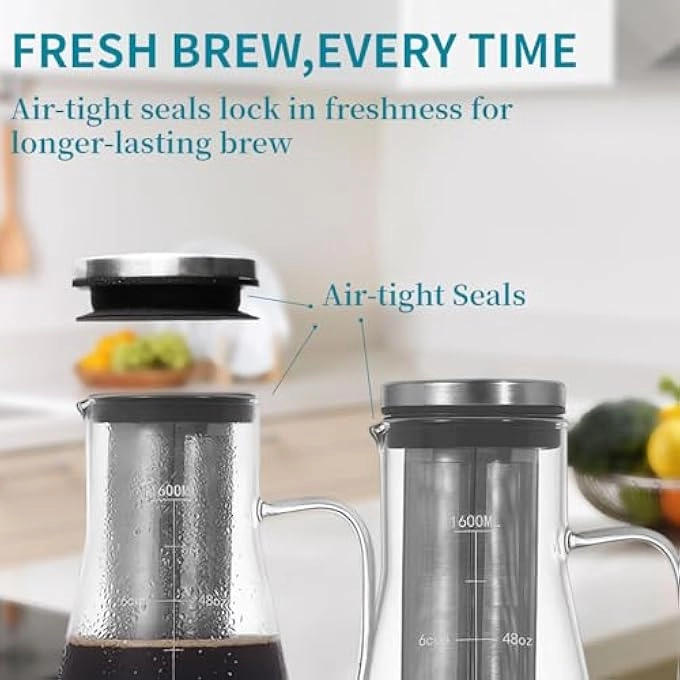 Cold Brew Coffee Maker - 1600Ml Removable Stainless Steel Filter