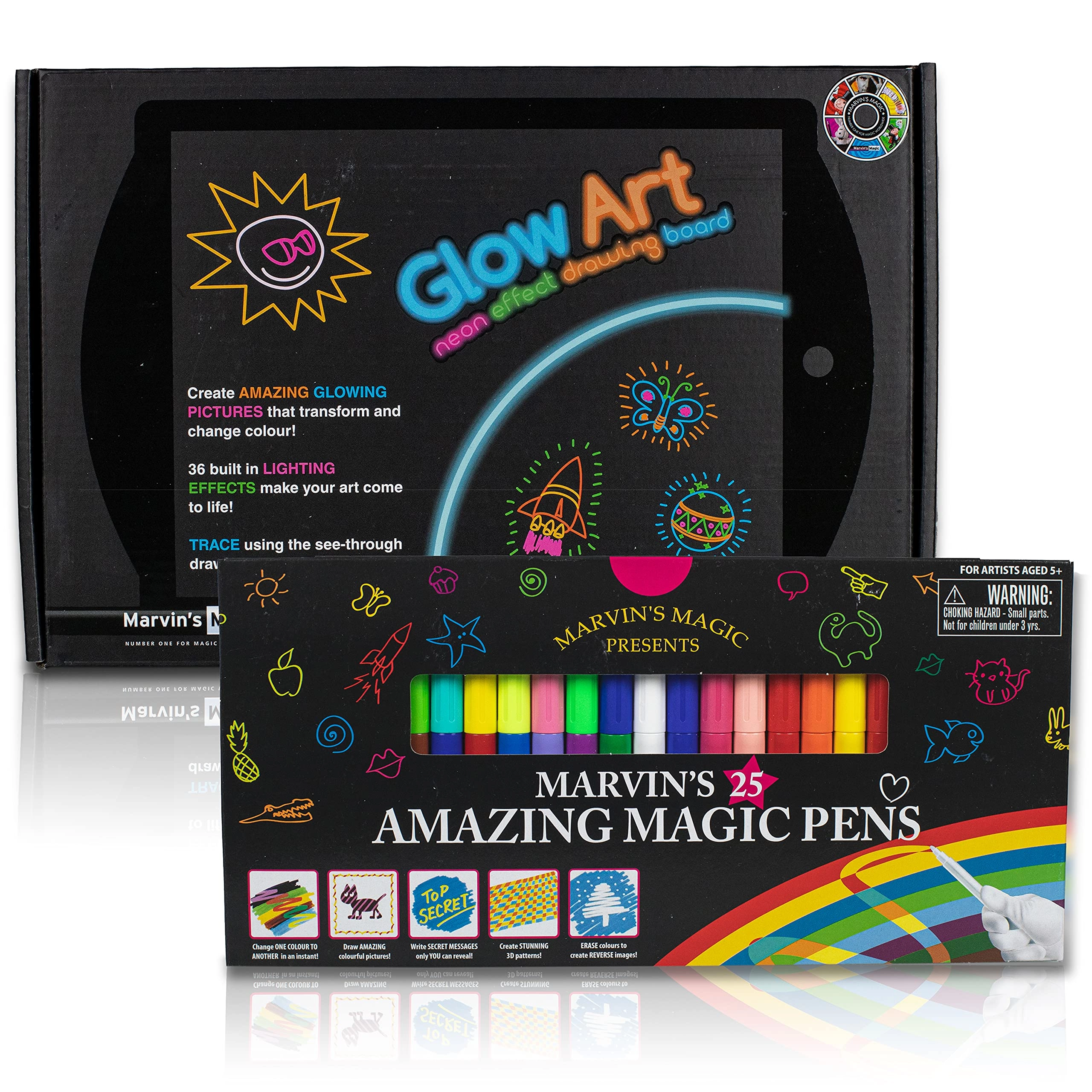 Marvin's Magic Glow Art LED Drawing Board - Magic Pens and Glow Art (Black)