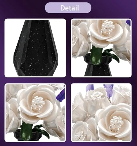 Rose Flower Building Blocks with Vase - Black Rose 255 pcs