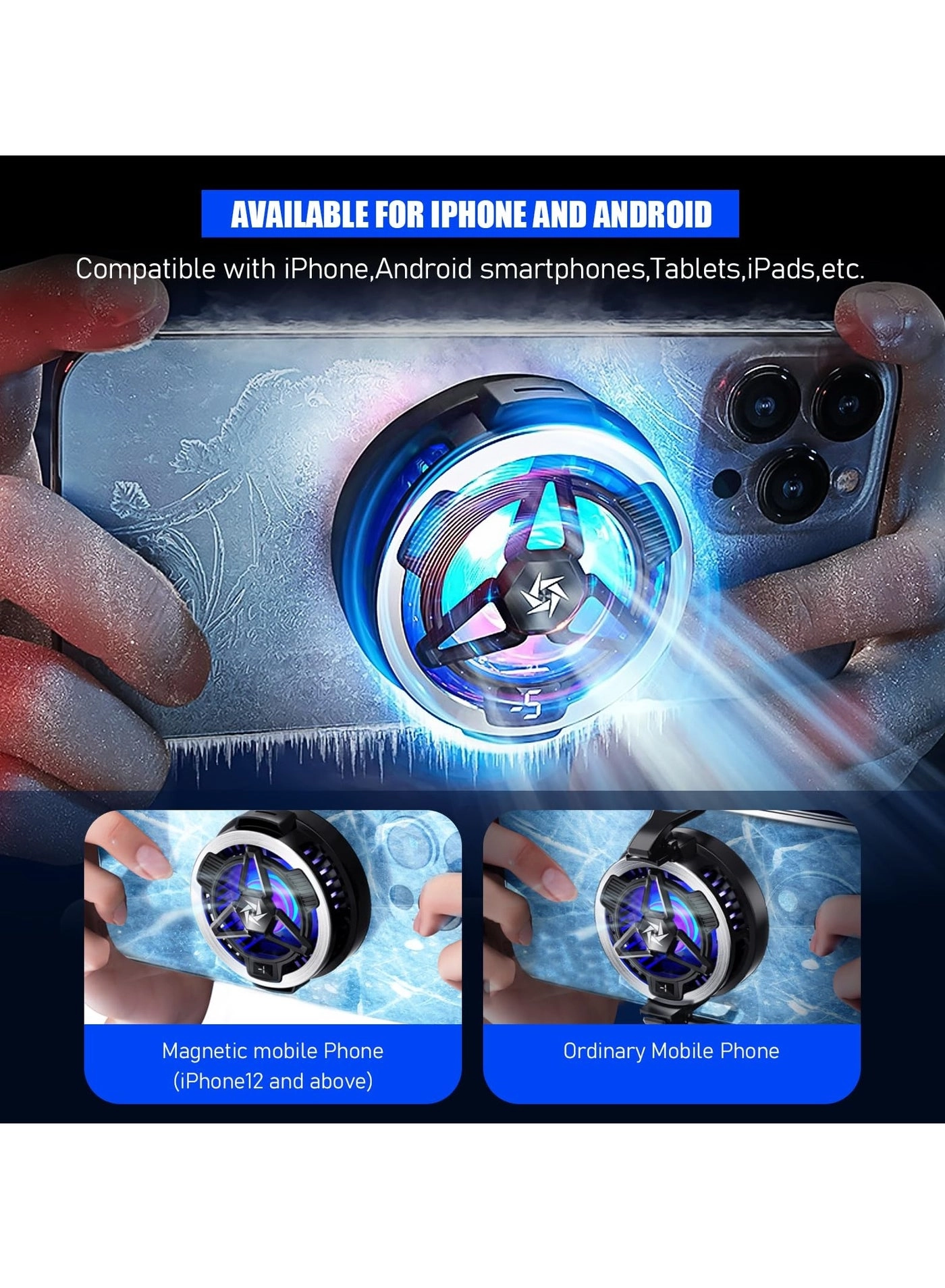 Phone Cooler Fan - Magnetic Built-In Battery iPhone Compatible