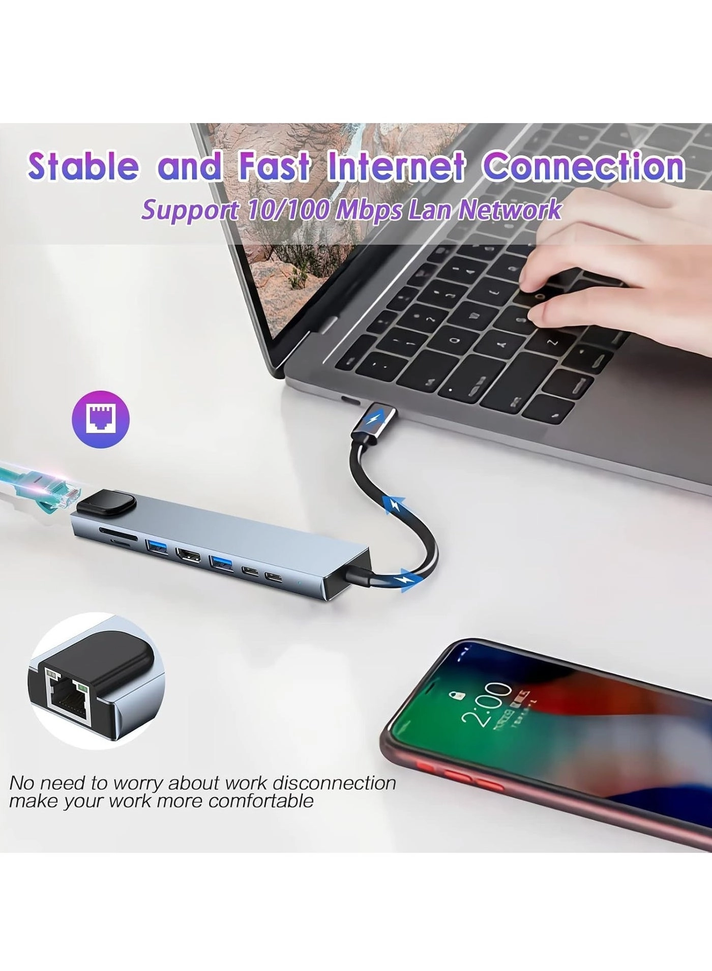 USB C Hub 8-in-1 - 4K HDMI 100W PD USB 3.0
