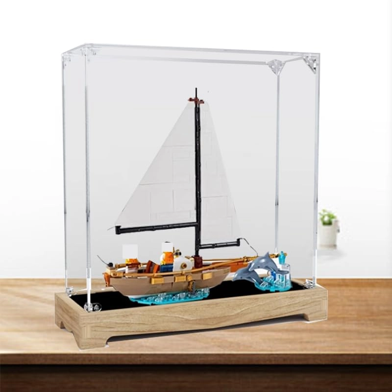 Clear Acrylic Display Case - 12.59x3.93x12.59in. Wood Bottom 1