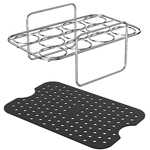 Egg Steamer Rack + Silicone Mat + Skewer Rack - 304 Stainless Steel 2Pcs