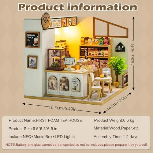 Miniature Wooden Dollhouse Building Kit - 3D Mini Coffee House
