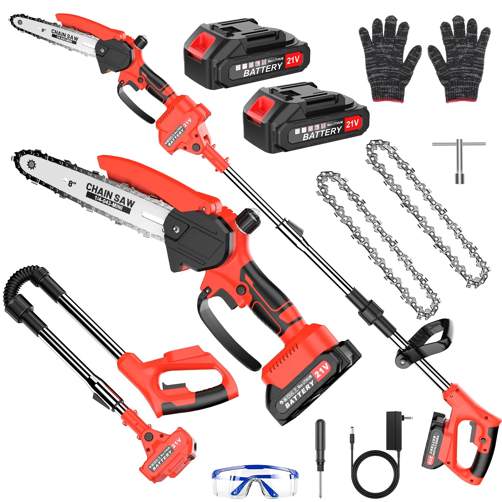 Yospinber 2-in-1 Cordless Pole Saw & Mini Chainsaw - 550 Watts