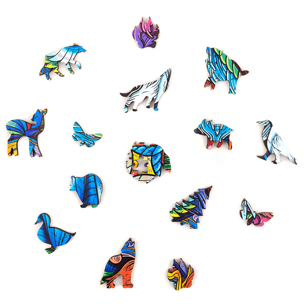 Majestic Wolf Wooden Puzzle (4107390-WOLF_S) - 99 pcs