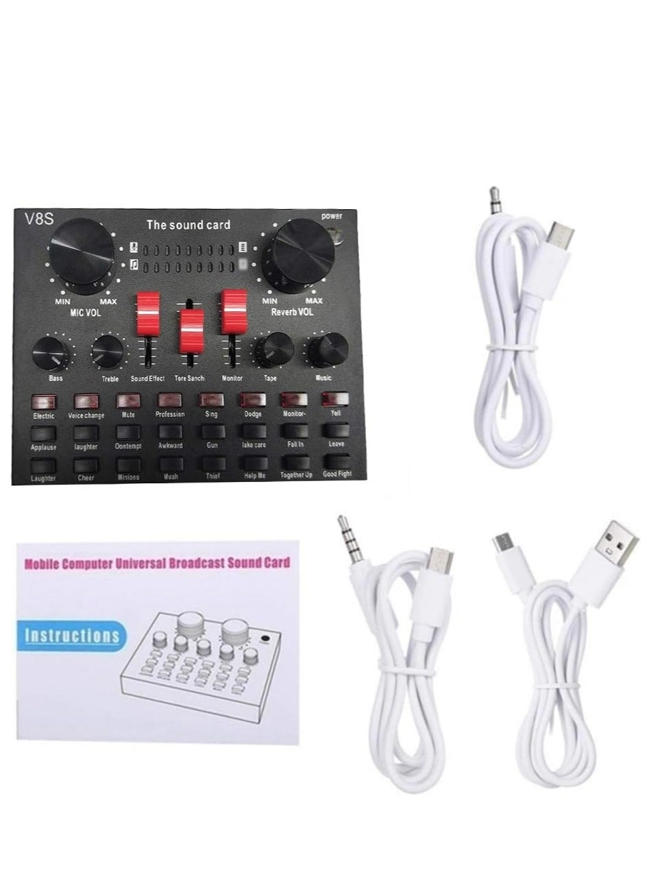 V8S Live Streaming Sound Wireless Microphone