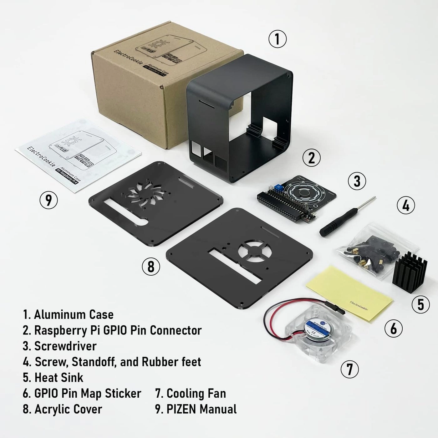 Raspberry Pi 4 Case - Aluminum Mini Tower 4000rpm Fan RGB Mood Light