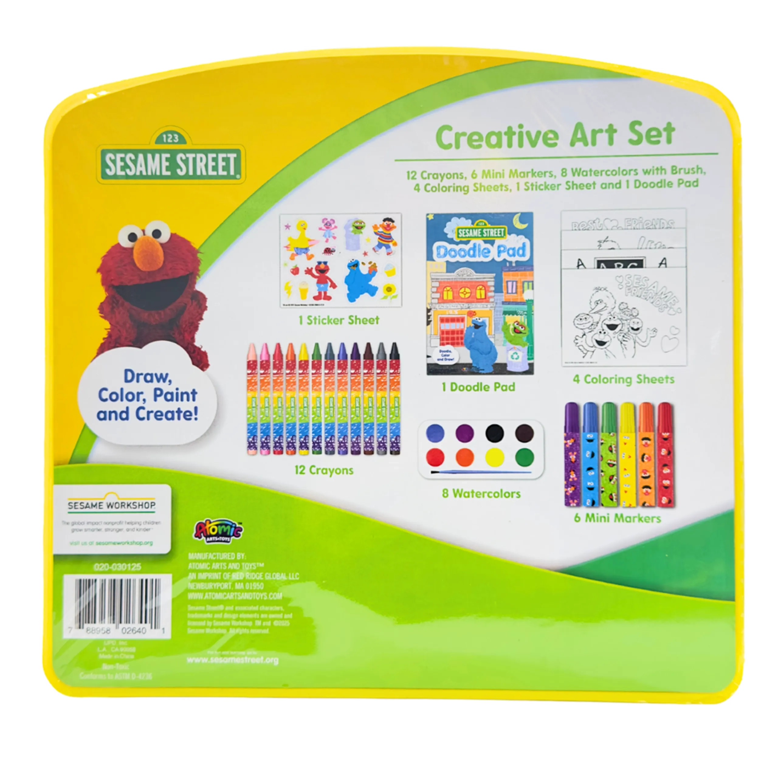 Creative Art Set - 50 Pieces 12 crayons 6 mini markers 8 watercolors