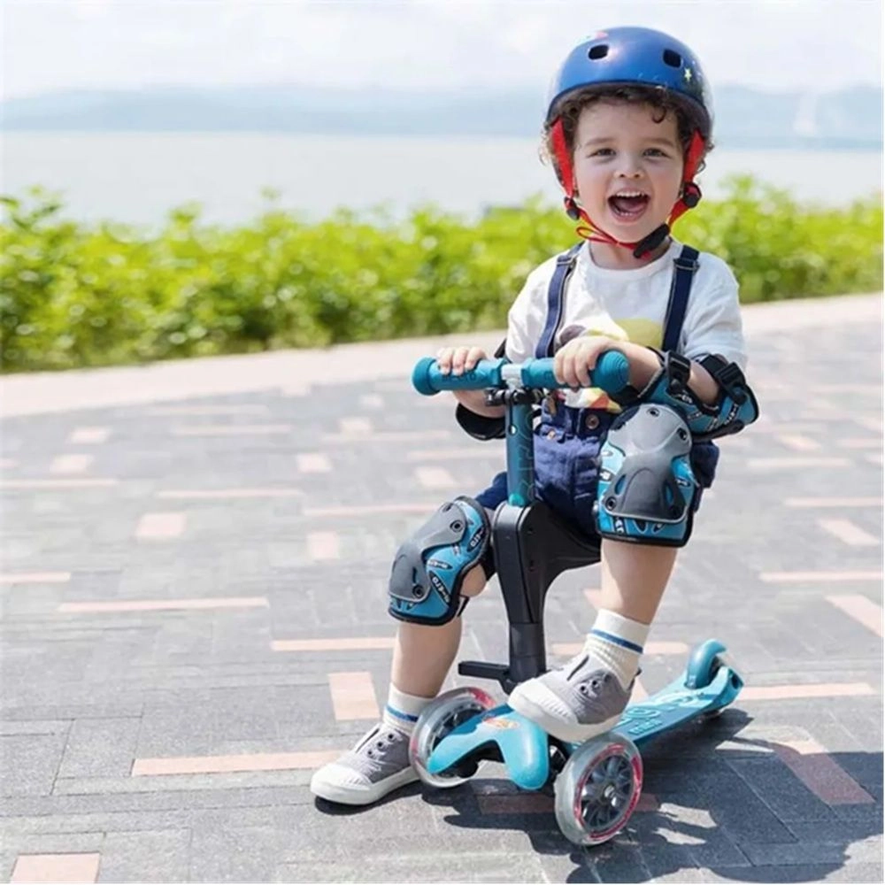 Mini 3 in 1 Deluxe Eco 3-Wheel Kick Scooter – 120mm LED + Seat