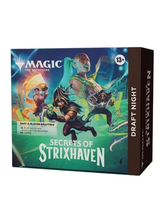 Secrets of Strixhaven Draft Night - 12 Play Boosters 1 Collector Booster 90 Basic Land cards 10 double-sided token cards