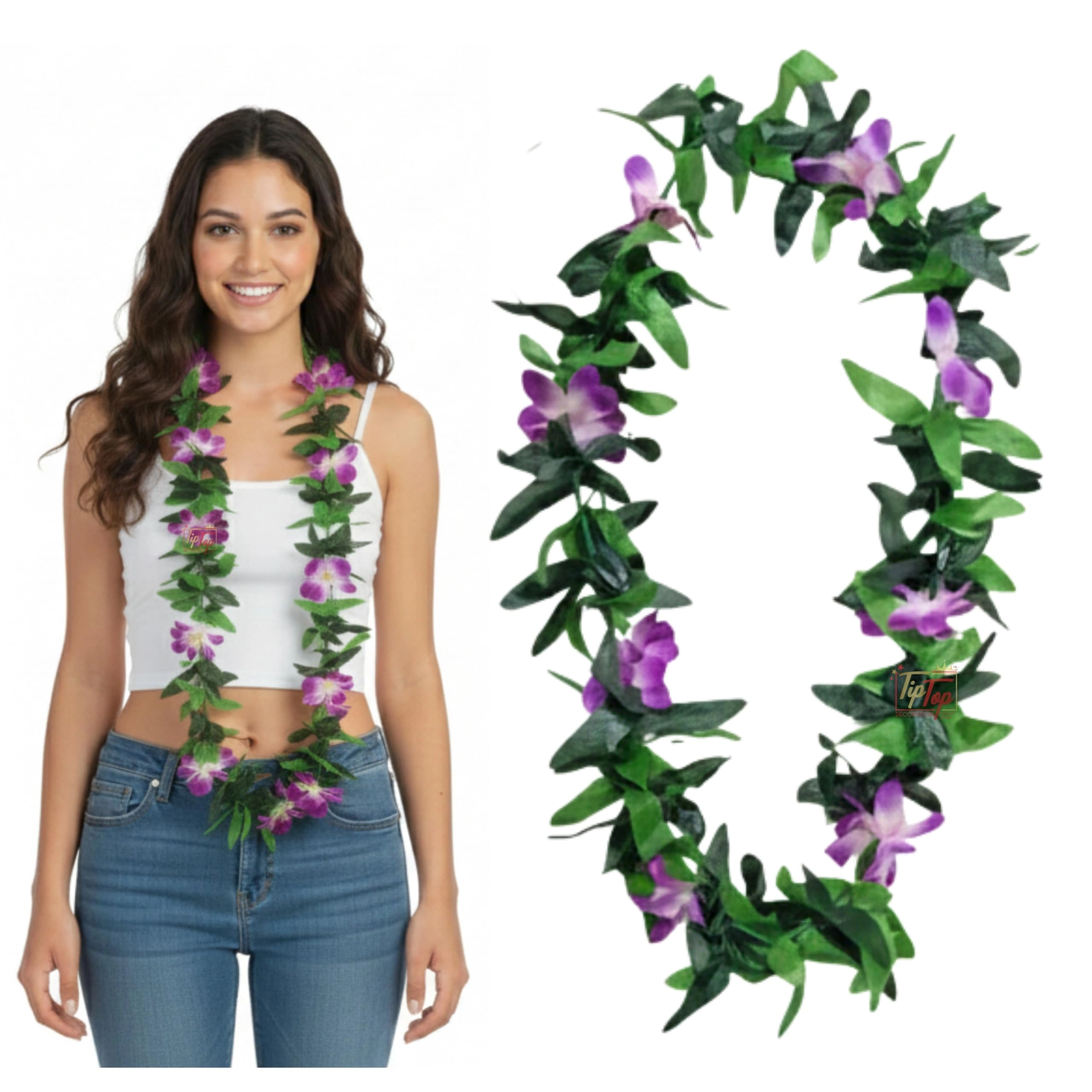 TIPTOP DECORATION, Mumbai, IN. Luau Hawaiian Flower Leis - Pack of 1