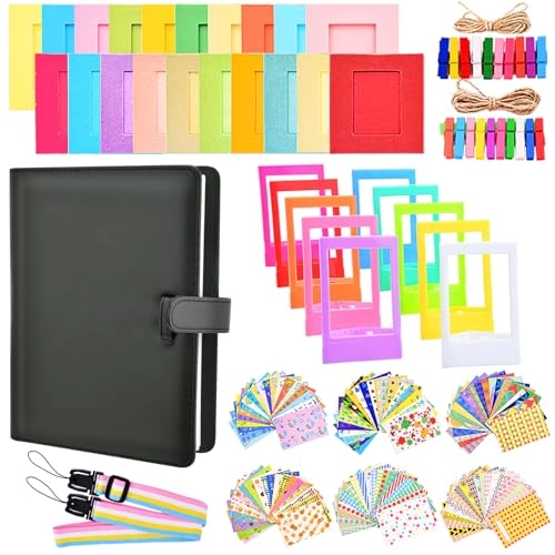 128 Pocket Album + Film Stickers - 120 + Plastic Desk Frame - 10 + Hanging Frame - 20 + Rainbow Camera Strap